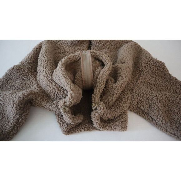 SKIMS AP-ZIP-0878 Womens Sz XL Desert Teddy High Pile Fleece Crop Zip Jacket $90 - Picture 6 of 12